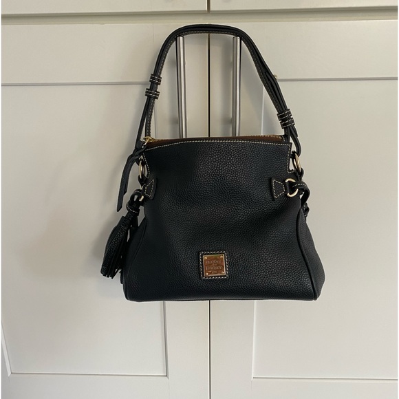 Dooney & Bourke Black Pebble Leather Tassel Shoulder Bag NWT - Picture 3 of 13